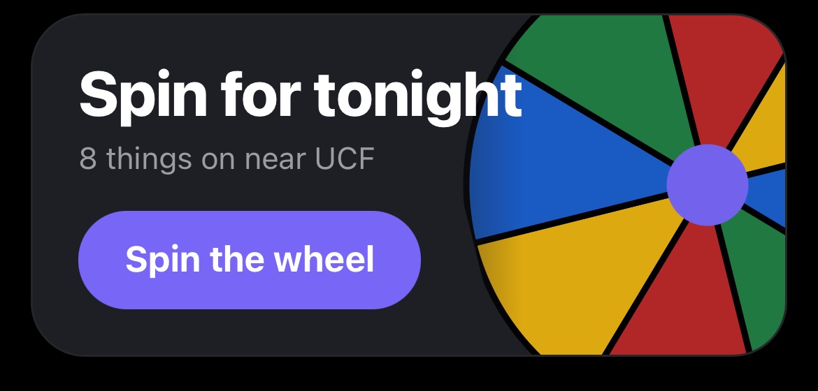 The app's Spin for tonight card: 8 things on near UCF